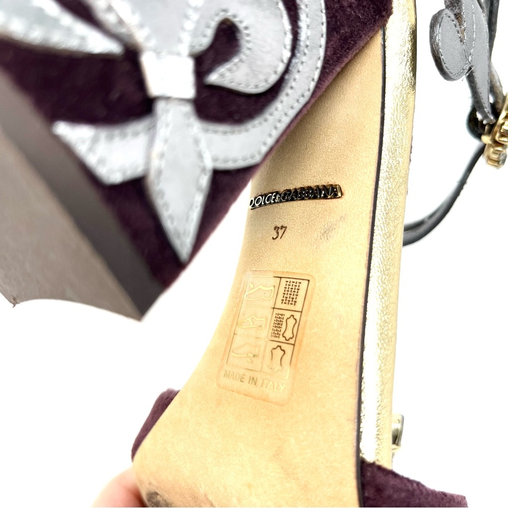 Dolce & And Gabbana Velvet Baroque Crystal Dragonfly Heels Shoes Sandals 37 7 - Picture 9 of 12